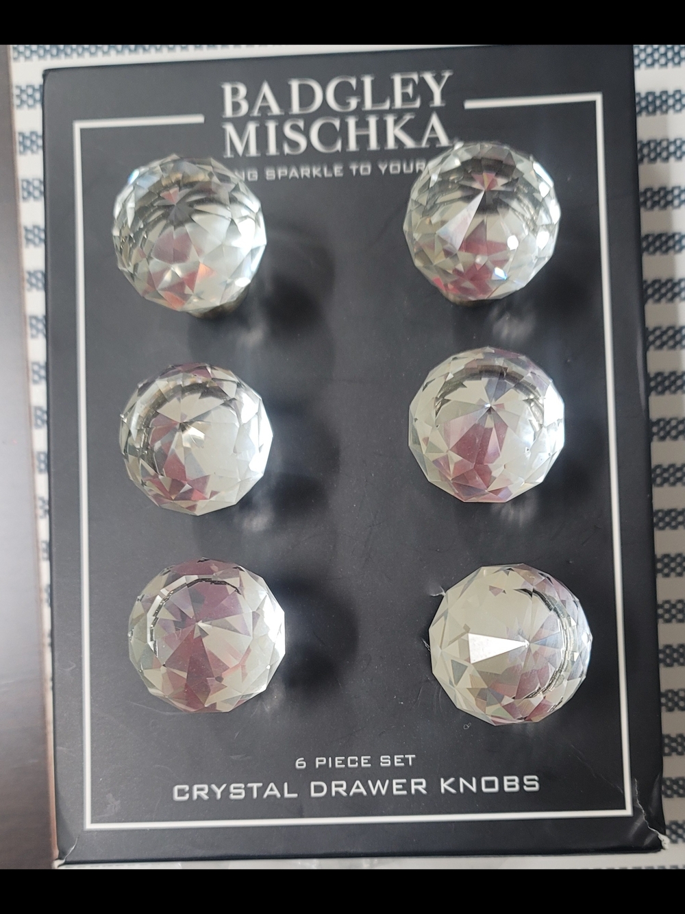Badgley Mischka Clear Crystal Faceted Drawer Knobs - Set of 6